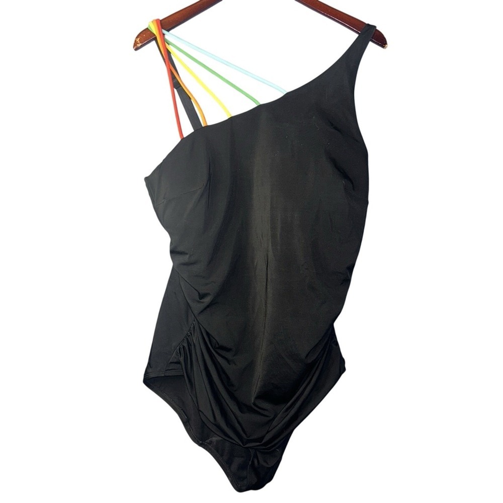 Swim By Cacique Bathing Suit Size 18 Lined Plunge Rainbow Beach Cheeky Padded